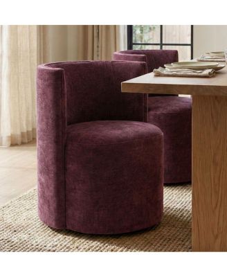Textured Fabric Swivel Barrel Accent Dining Chair With Casters 1 Pc