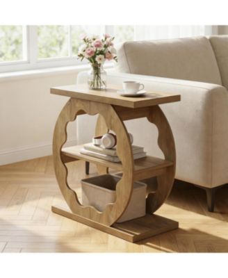End Table for Living Room, Side Table with Storage, 3-Tier Couch End Table Narrow Nightstand