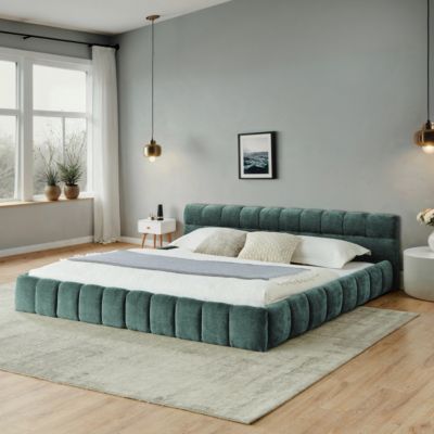  CA King Upholstered Platform Bed, Chenille