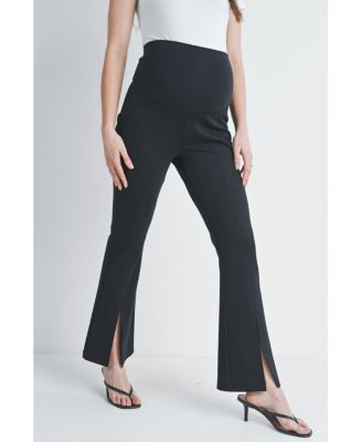 Maternity Over-the-Belly Flare Leg Pants with Front Slit