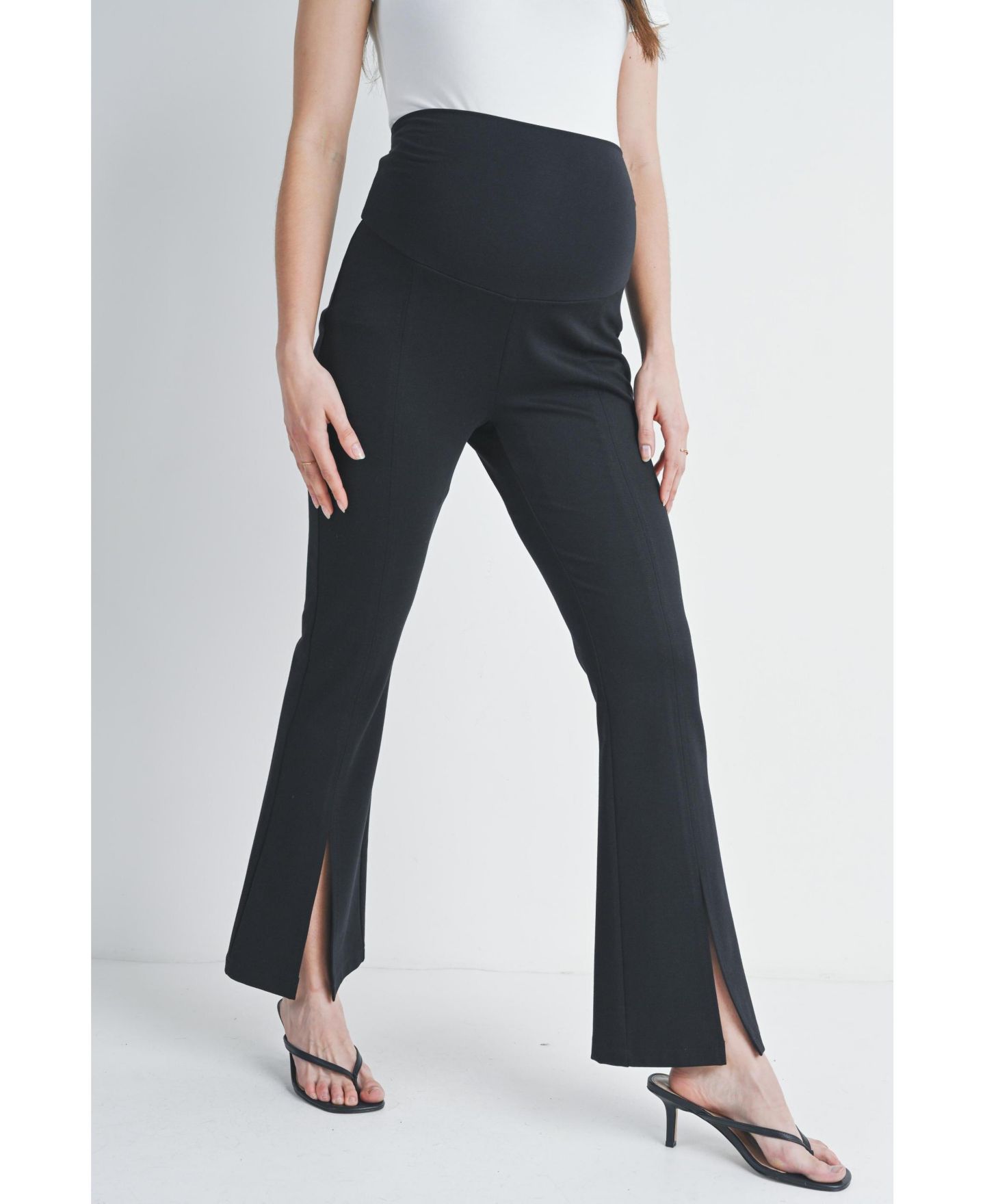 Женские брюки Hello Miz Maternity Over-the-Belly Flare Leg Pants with Front Slit — фото 2
