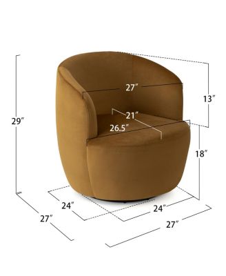 Velvet Swivel Barrel Accent Chair 27 Inch Wide Upholstered 1 Piece
