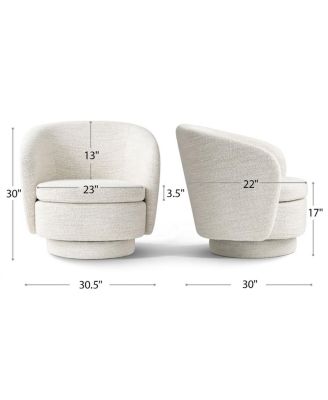 30.5" Swivel Tub Accent Chair, Woven Fabric Barrel Armchair, 1 Pc