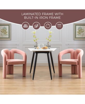 Velvet Accent Chair Set of 2, Barrel Chairs with Curved Backrest and Elephant Feet for Living Room Decor