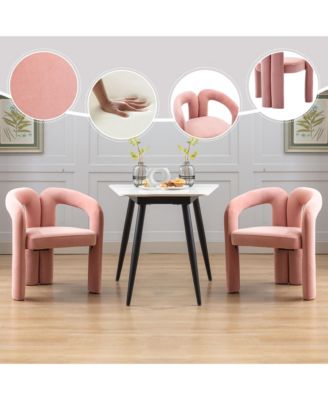 Velvet Accent Chair Set of 2, Barrel Chairs with Curved Backrest and Elephant Feet for Living Room Decor