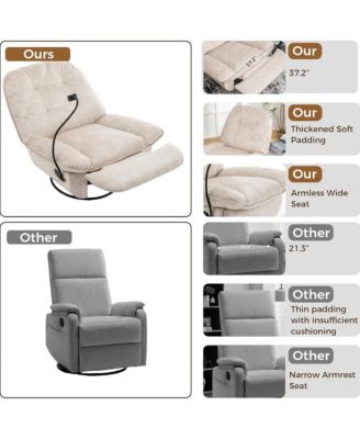 Swivel Rocker Recliner Chair, Single Lounge Gliding Rocking Chair with Phone Holder, Comfortable Reading Chair for Living Room, Office