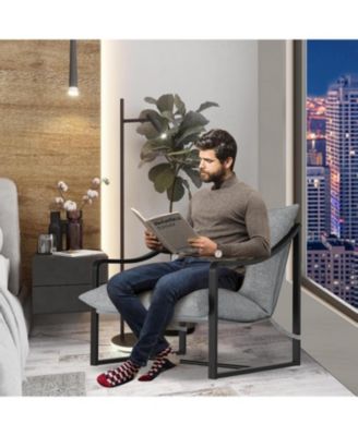 Set of 2 Sling Accent Chairs, Removable Cushion, Lounge Chairs for Living Room, Bedroom, Patio, Easy Assembly