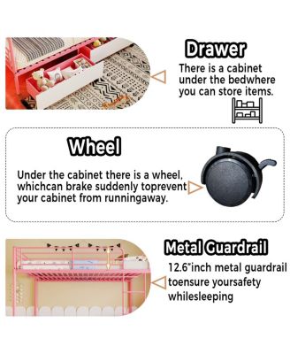 Metal Bunk Bed w/USB, Split, Storage, Guardrail