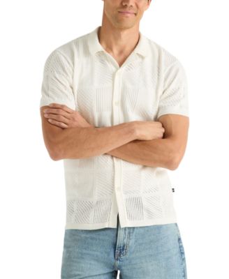 Men's Open-Stitch Classic-Fit Buttoned Polo Sweater