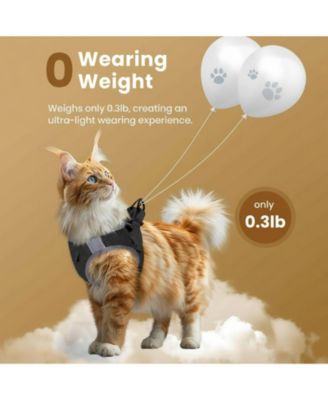 Escape Proof Cat Harness and Leash Set Adjustable Lightweight Soft Vest with Reflective Strip for Walking