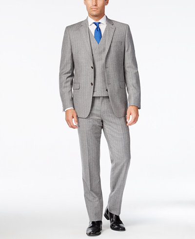 Lauren Ralph Lauren Men's Slim-Fit Ultraflex Light Grey Pinstripe Vested Suit