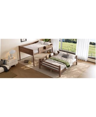 Streamdale Wood Bunk Bed w/ Storage, Bookshelf, Ladder, Rails