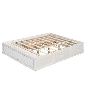 Platform Bed w/ 4 Drawers and Lift Storage, No Headboard