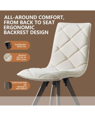 Set of 2 Mid-Century Modern Dining Chairs with Wood Legs