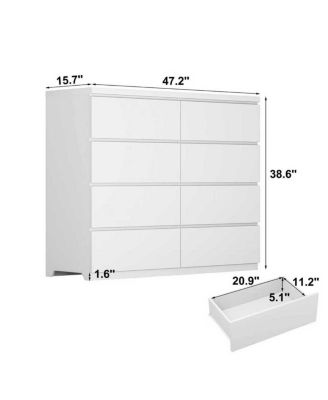 8-Drawer Wood Dresser/Chest for Bedroom and Living Room