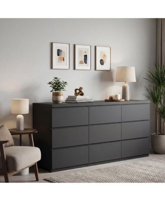 Modern 9-Drawer Matte Dresser