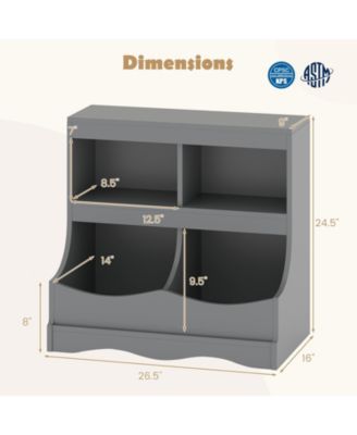 Toy Storage Organizer 4-Cubby Kids Bookcase for Toys and Books