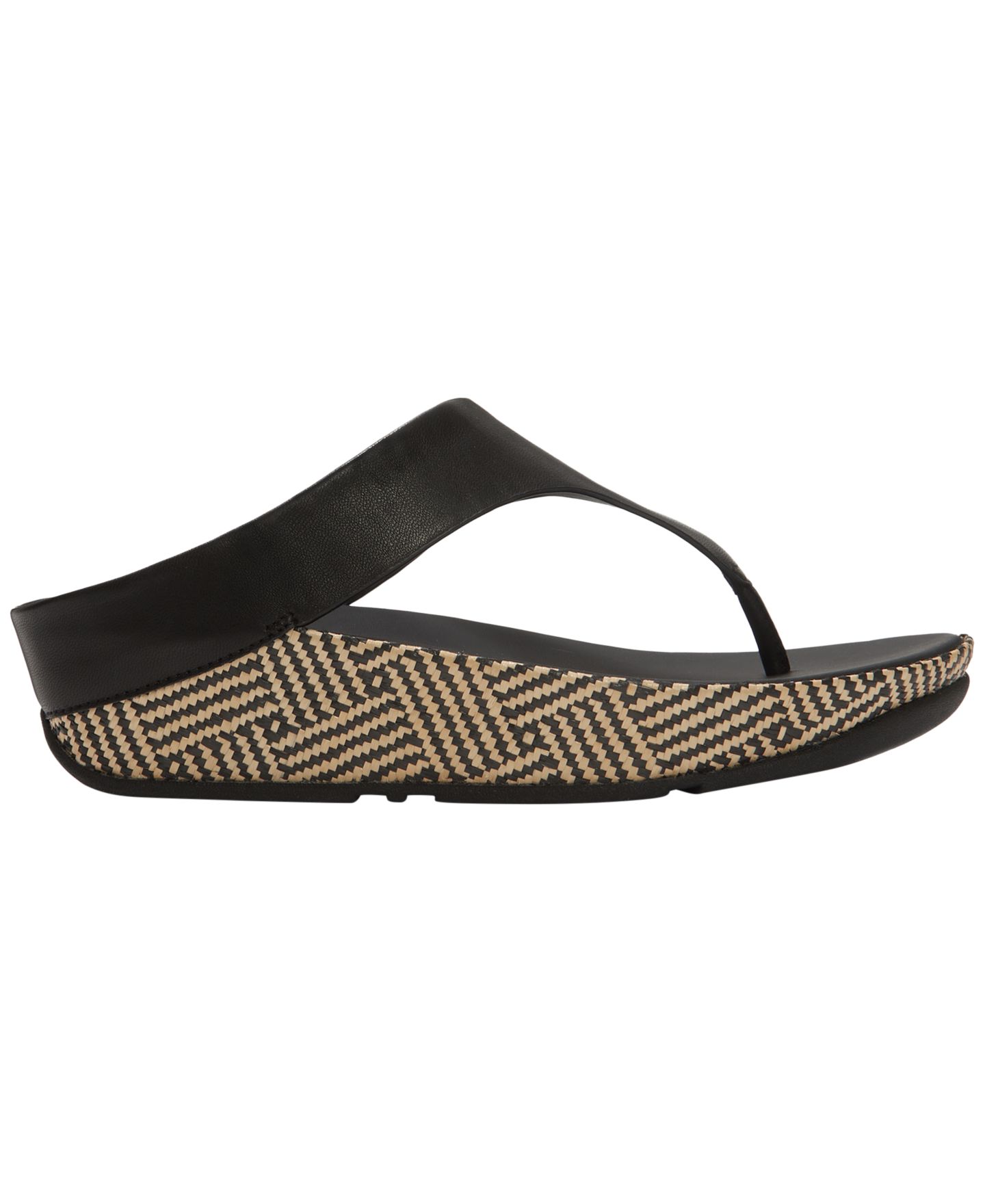 Женские сандалии FitFlop Lulu Lux Graphic-Weave Wedge Heel, цвет: Чёрный — фото 2