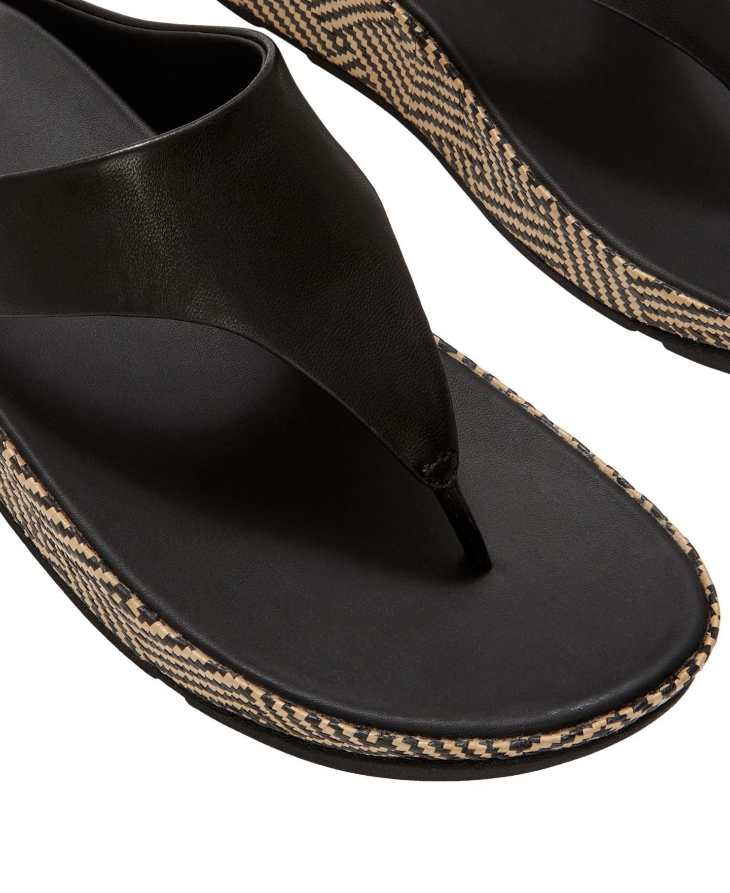 Женские сандалии FitFlop Lulu Lux Graphic-Weave Wedge Heel, цвет: Чёрный — фото 4