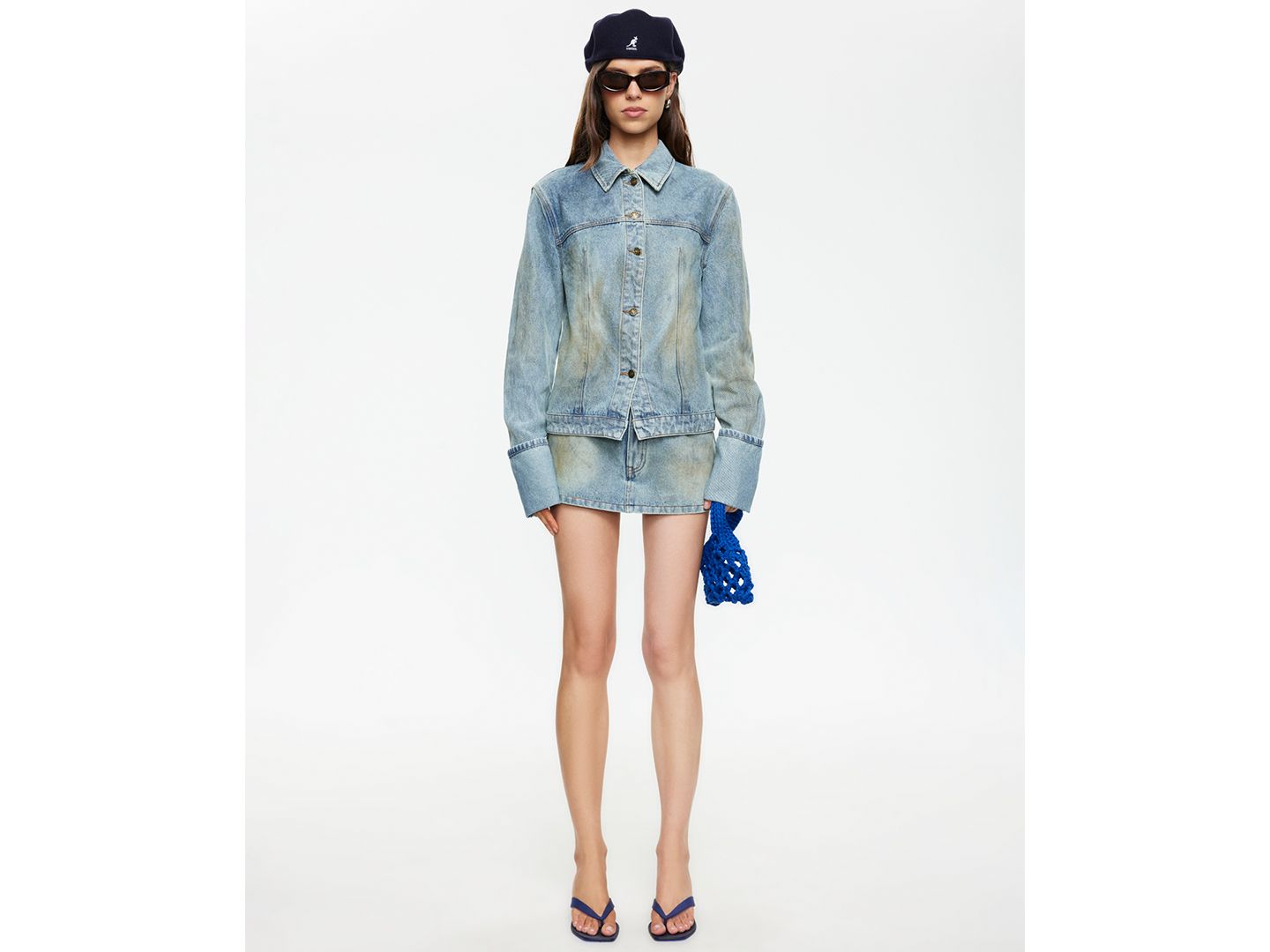 Женская куртка Lioness The Bronx Spread Collar Button-Front Cotton Denim Jacket, цвет: Каменный синий — фото 2