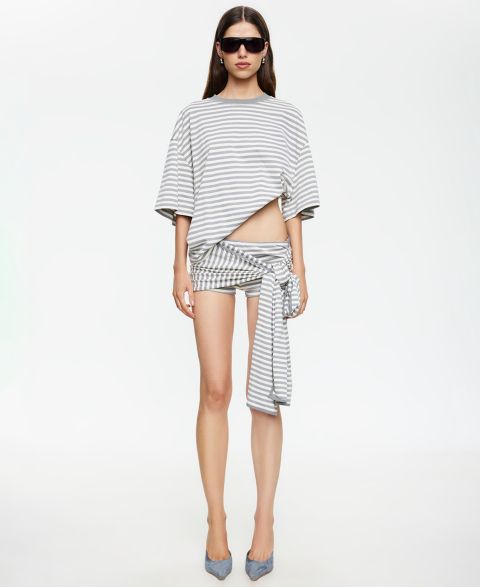 Женская футболка Lioness Bloom Striped Crewneck, цвет: Пепельный полосатый
