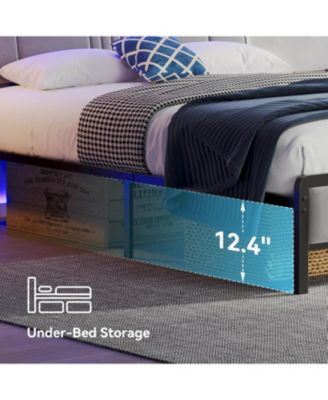Bed Frame, Metal Platform Bed with Headboard, Underbed Storage and Ergonomic Headboard for Support, No Box Spring Needed
