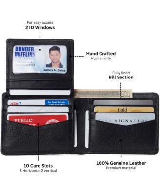 Men's Connor Executive Bifold Wallet | Business Passcase for Men | Premium Leather | Dual ID Windows | RFID Blocking | Gift Box Included