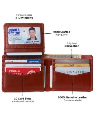 Men's Connor Executive Bifold Wallet | Business Passcase for Men | Premium Leather | Dual ID Windows | RFID Blocking | Gift Box Included