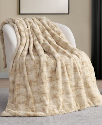 Embossed Faux Fur Throw, 50" x 70"