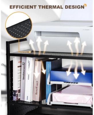 3-Tier Rolling Stand with Pegboard, Adjustable Shelf for Office Home