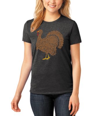Women's Premium Blend Thankgiving Turkey Word Art T-Shirt