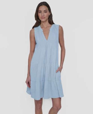 Women's Double Crepe Gauze Sleeveless Mini Dress