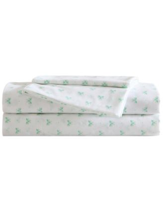 Laura Ashley Lovely Bows Microfiber 3-Piece Sheet Set, Twin