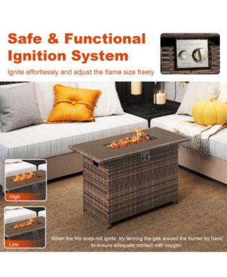 Rattan Gas Fire Pit Table 2 in 1 Stainless Steel Burner