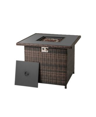 32.5 in Square Propane Fire Pit Table 50000 BTU with Tempered Glass Top