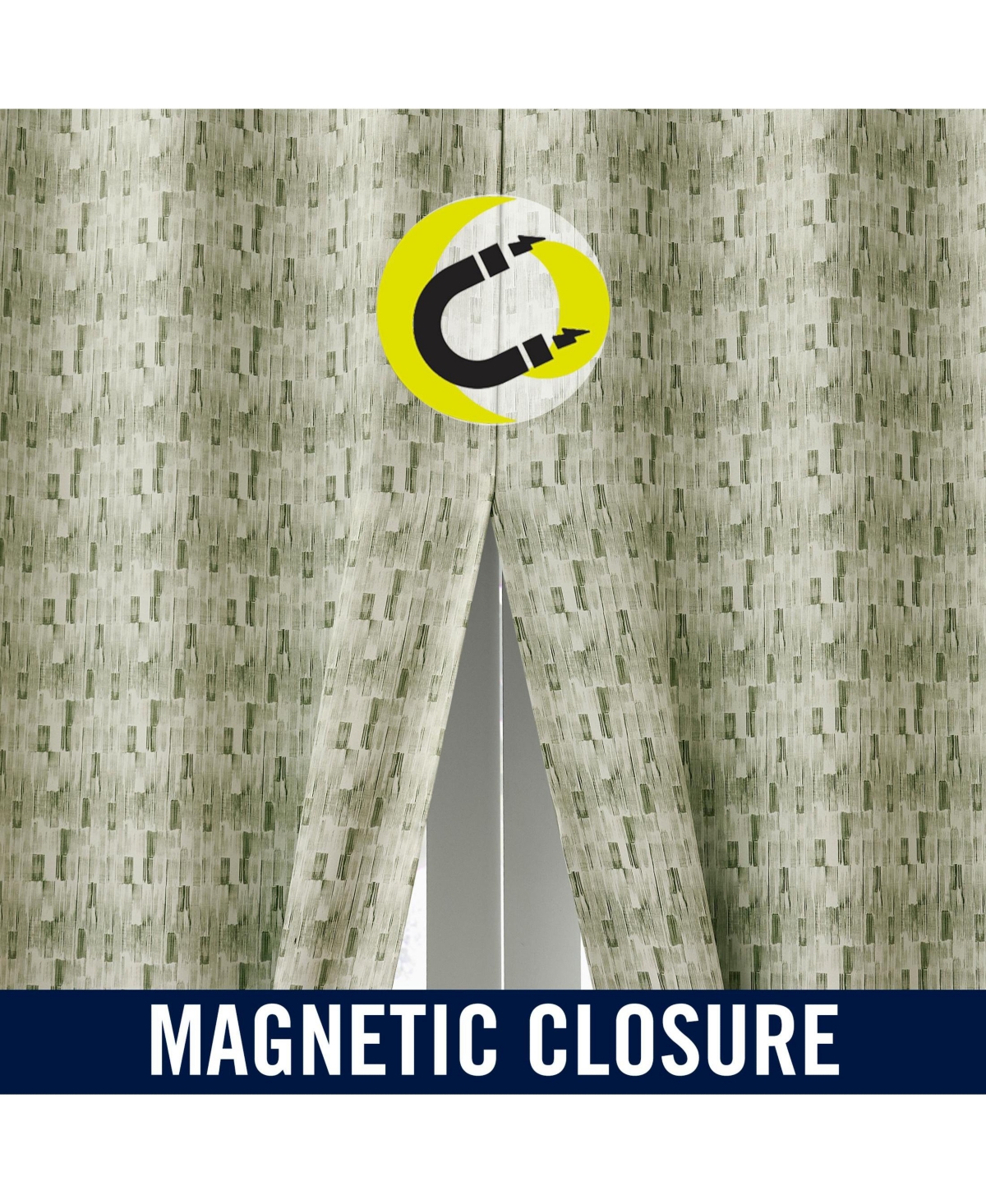 Sun Zero Vernon Monochrome Brushstrokes Magnetic Closure Blackout Grommet Curtain Panel Pair