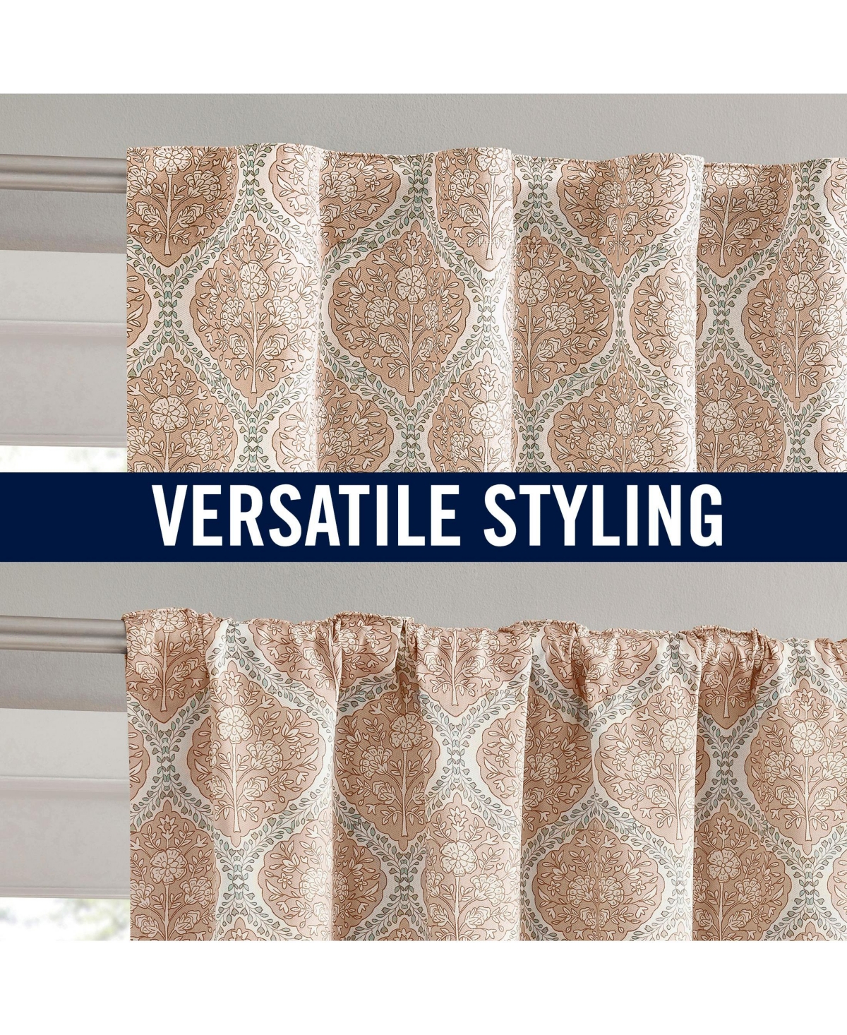 Sun Zero Lanet Vintage Ogee Magnetic Closure Blackout Back Tab Curtain Panel Pair