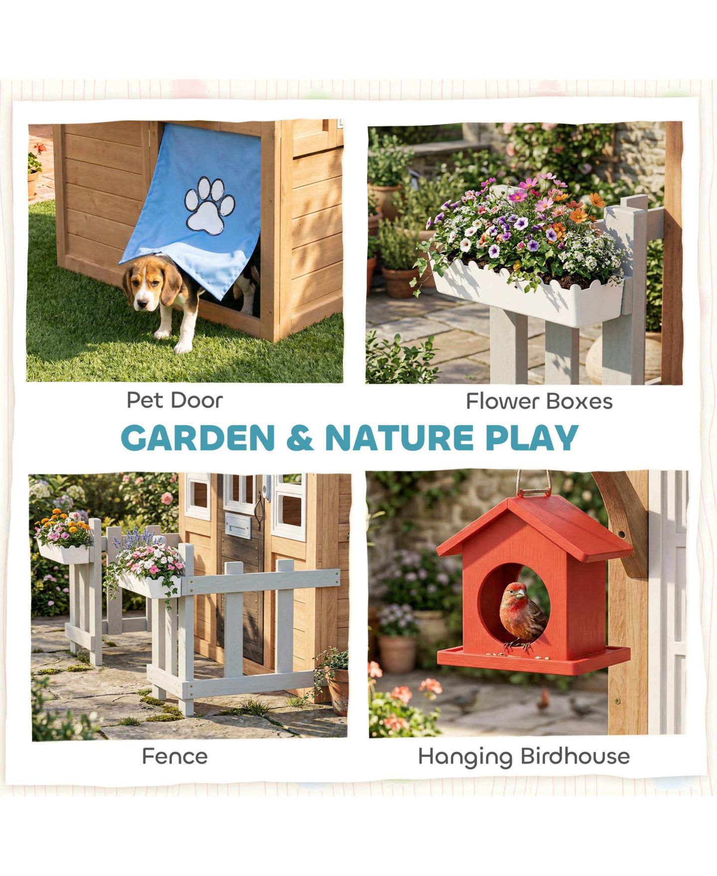 Детская игрушка Qaba Outdoor Play Kitchen Playhouse with Pet Door, Ages 2+, цвет: Коричневый — фото 5