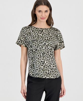 Women's Printed Boat-Neck Short-Sleeve Top