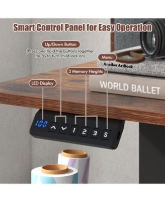  Height Adjustable Electric Standing Desk with 2 Drawers-Brown