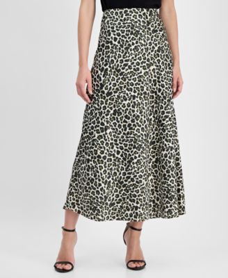 Women's Animal-Print Pull-On Bias Skirt