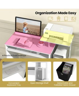 Space-saving Computer Desk with Pull-out Keyboard Tray