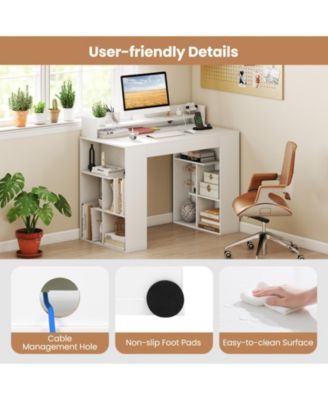 Computer Desk with Power Outlets and 2 Bookcases