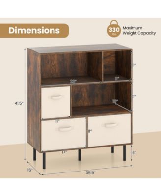 6-Cube Bookshelf with 3 Removable Folding Fabric Drawers for Living Room