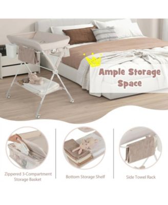 Portable Foldable Baby Changing Table with 3-Level Adjustable Height