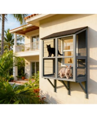 Zeus and Ruta Heavy Duty Outdoor Cat Catio with Mesh Cover for Indoor Cats