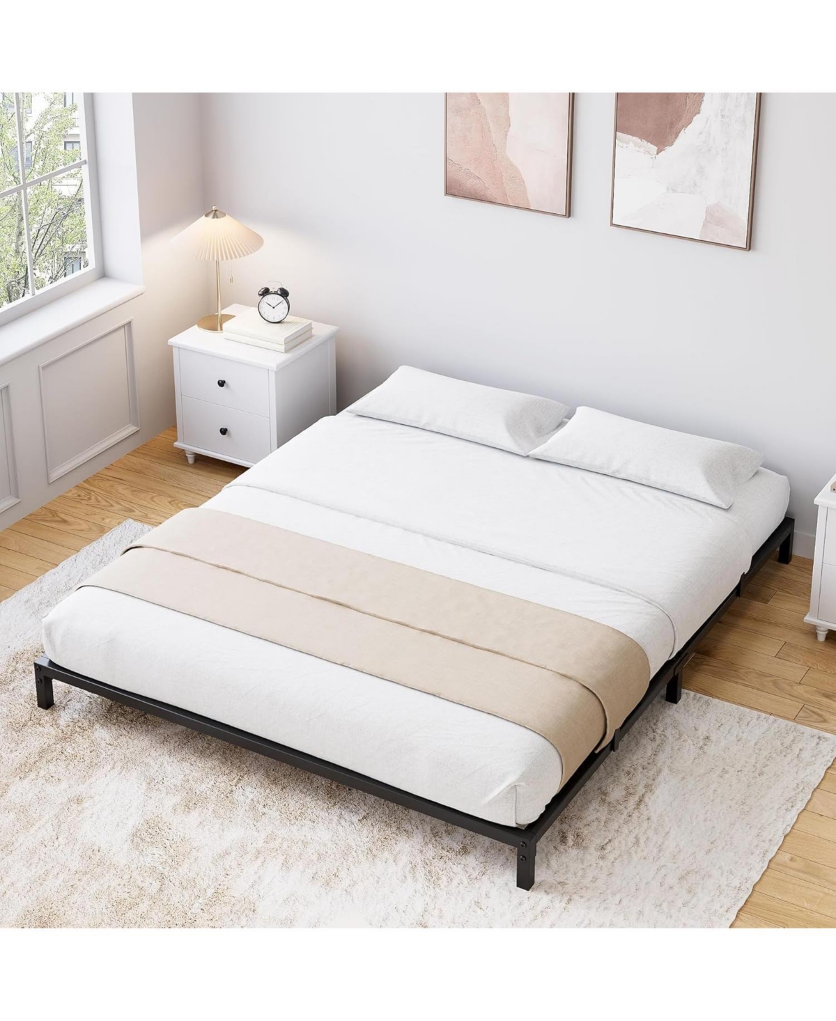 gaomon 6 Inch Size Bed Frames Heavy Duty Metal Platform Bed with Under Bed Storage, Sturdy Steel Slat Support