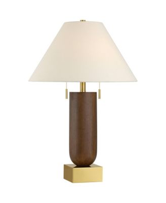 Madera 27 3/4" Tall Oval Modern Table Lamp USB Port AC Power Outlet  Brass Finish Wood Charging