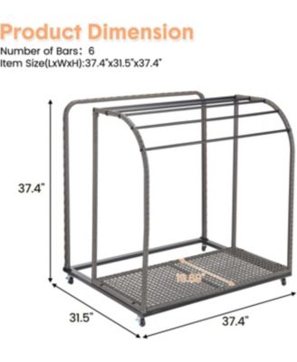 Outdoor Pool Towel Rack with 5 Bars, Durable PE Rattan and Steel, Trapezoid Design, Caster Wheels, Versatile Storage
