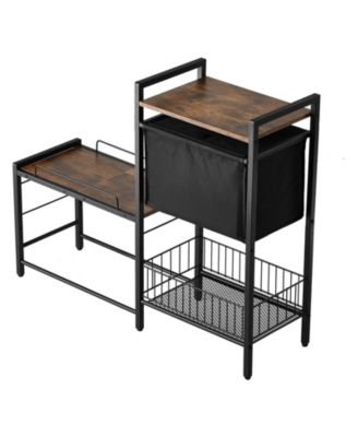 Pet Feeding Station With Storage Elevated Dog Bowls Feeder and Toy Organizer